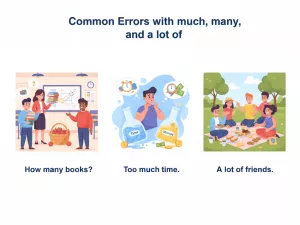 Errores con much, many y a lot of en inglés
