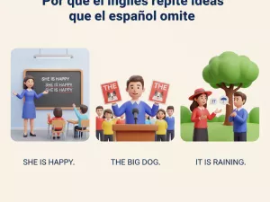 Por qué el inglés repite ideas que el español omite