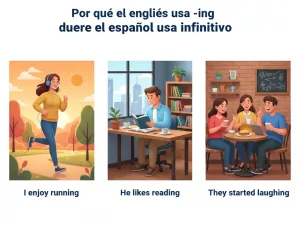 Por qué el inglés usa -ing donde el español usa infinitivo