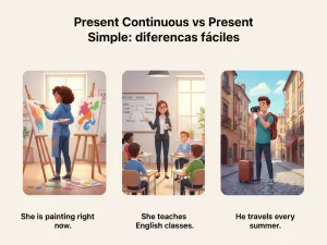 Present Continuous vs Present Simple: diferencias fáciles