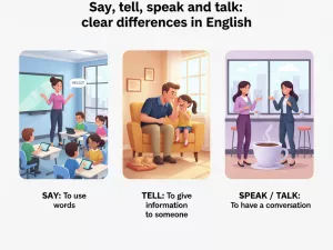 Say, tell, speak y talk: diferencias claras en inglés