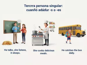 Tercera persona singular: cuándo añadir -s o -es