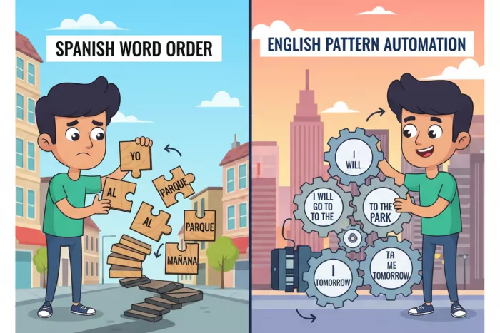 bloqueo mental hispanohablantes: estructura inglesa, no traducción literal