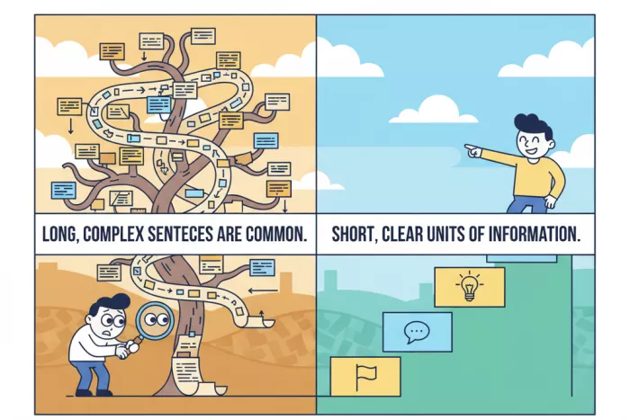 Oraciones cortas en inglés: ideas separadas