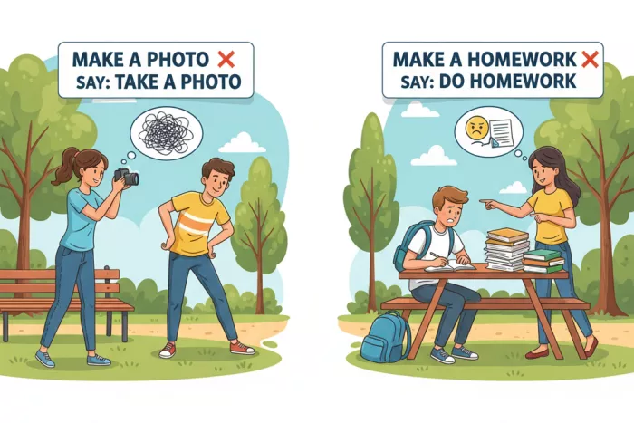 Uso de make y do: collocations y errores típicos