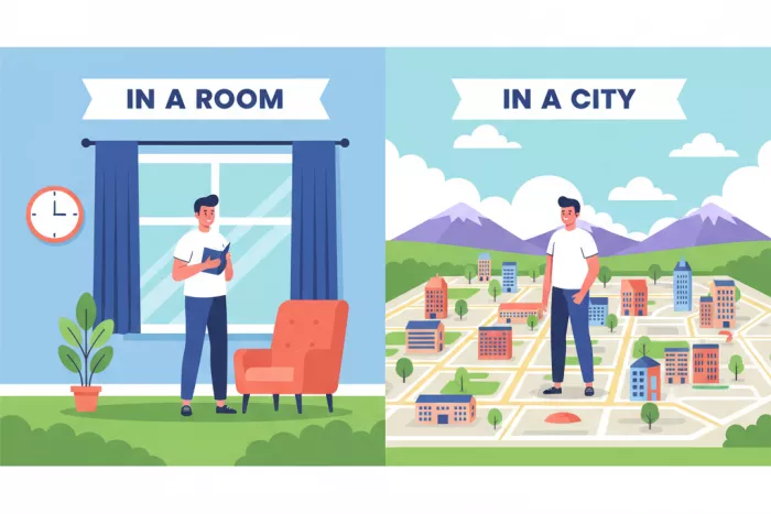 Preposiciones de lugar en inglés: in, on, at