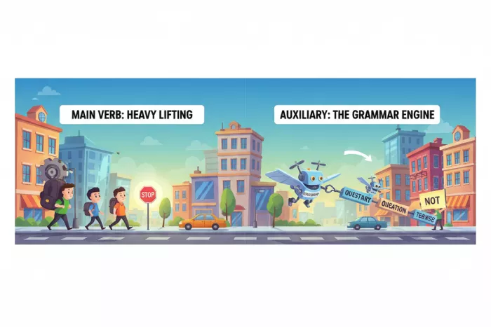 Verbos principales y auxiliares en inglés: uso gramatical