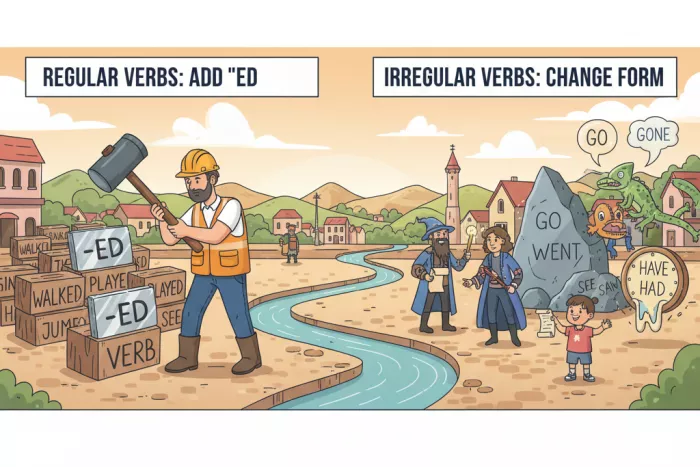Diferencias entre verbos regulares e irregulares ingleses