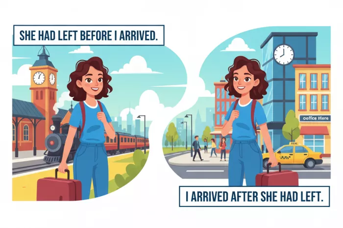 Before y after con Past Perfect, ejemplos comparativos