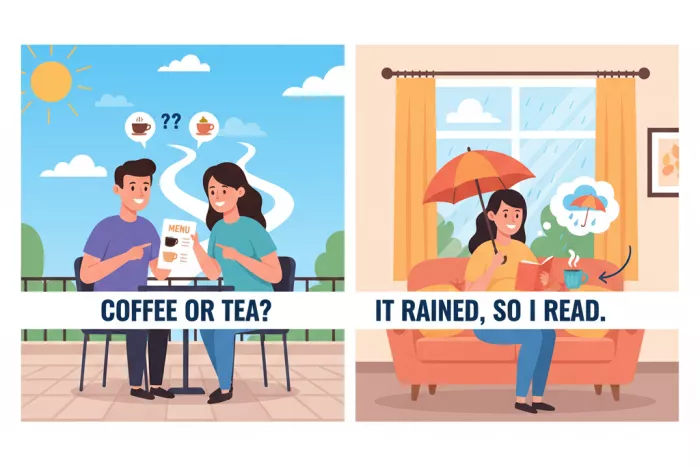 Conjunciones coordinantes en inglés: or y so