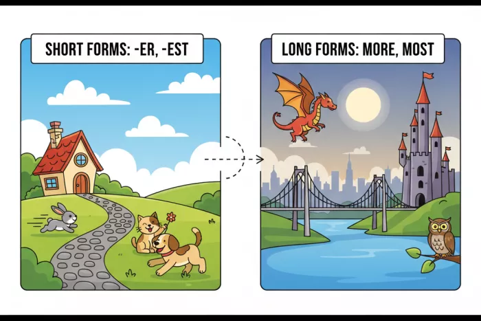 errores comunes comparativos y superlativos: -er/-est vs more/most