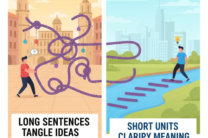 Estructura inglesa: oraciones cortas y claridad sintáctica