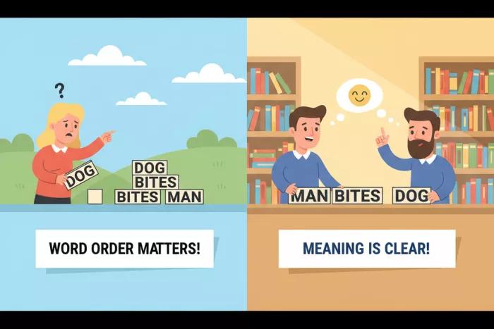 Orden SVO en inglés y poca flexión