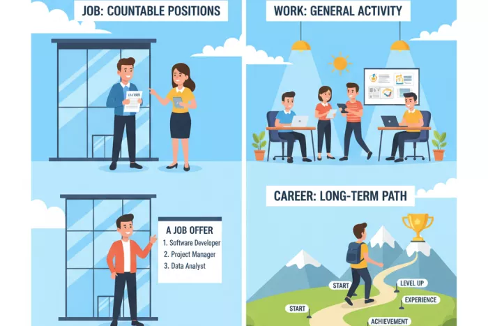 Diferencias y uso: job, work, career