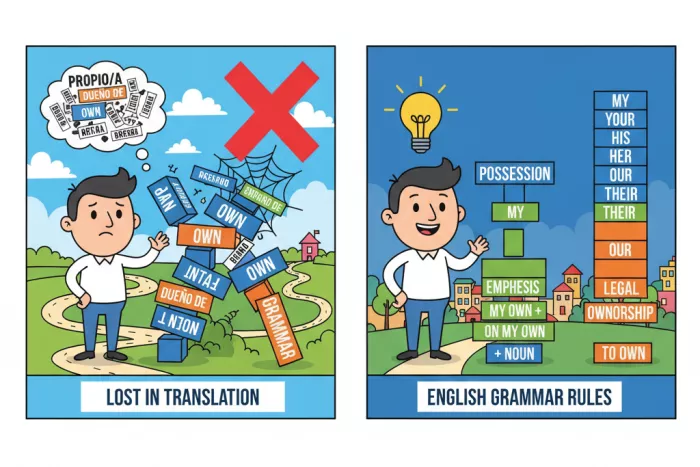 Uso de own en inglés, errores de traducción literal