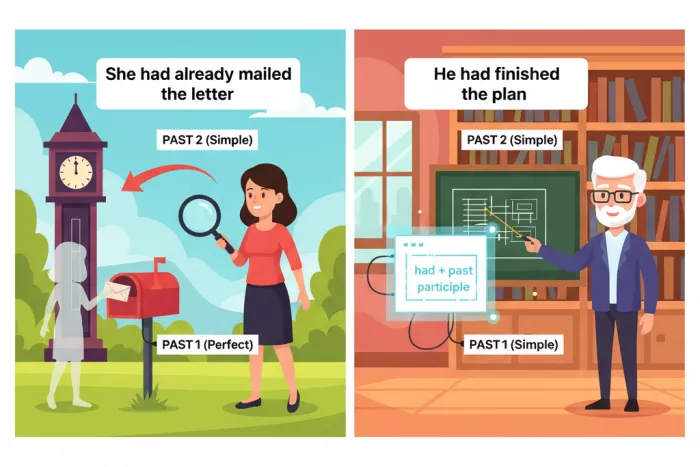 Past Perfect: had + participio pasado, anterioridad pasada