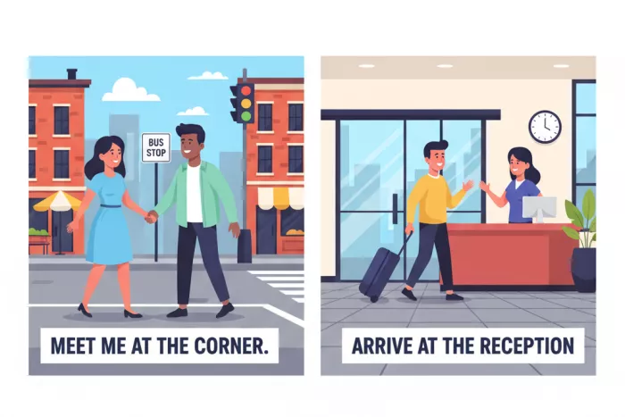 Uso de at para ubicaciones puntuales en inglés