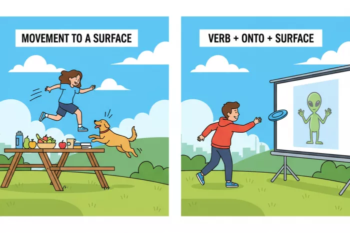 Uso de onto: movimiento hacia una superficie