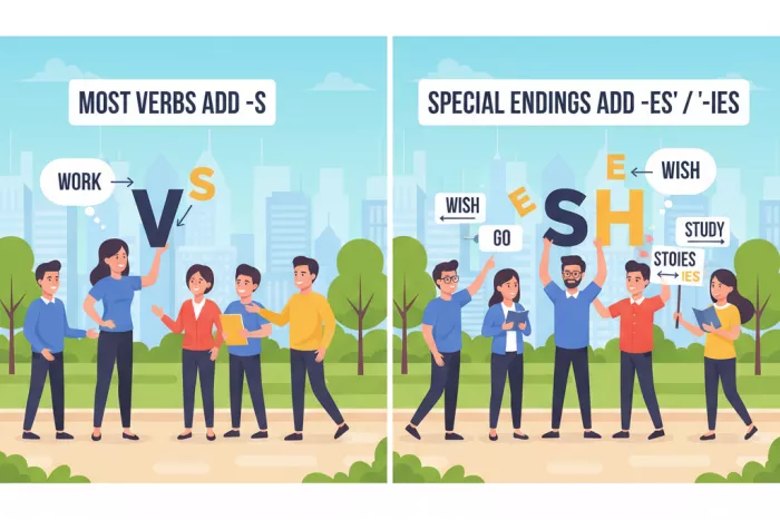 Tercera persona singular: reglas -s y -es