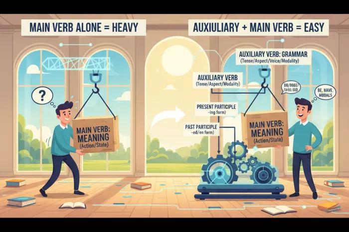 Combinación de verbos principales y auxiliares en inglés