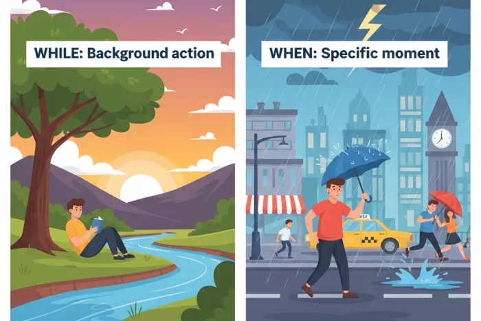 While vs when con Past Continuous: uso correcto