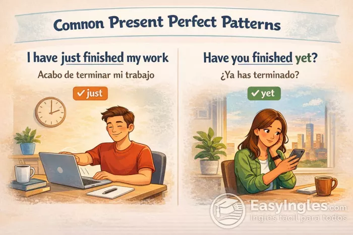 Present perfect patrones just yet ejemplos