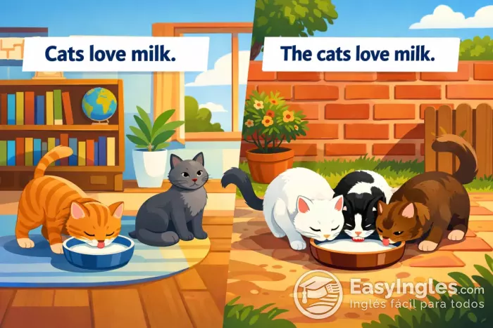 Gatos con y sin “the” comparación