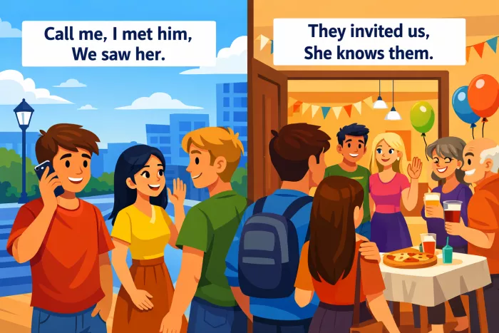 pronombres objeto en inglés después de verbos