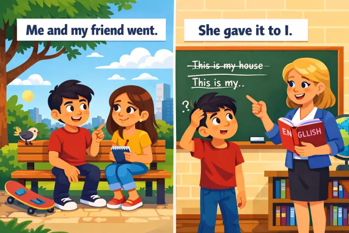 Diferencias entre I, me y my