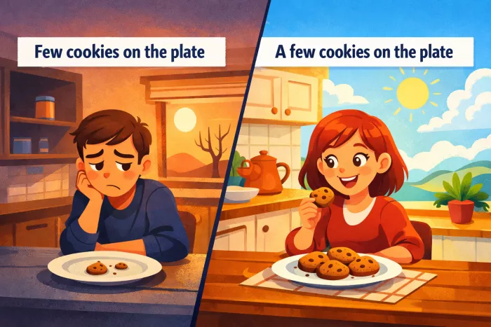 diferencias entre few, a few y little