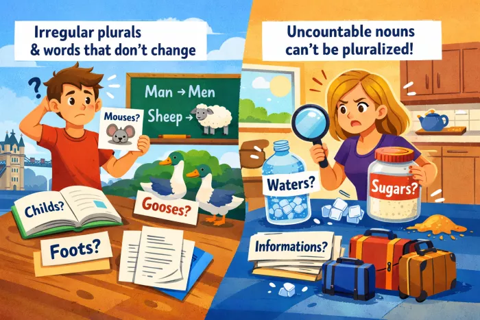 Errores comunes en plurales de sustantivos ingleses