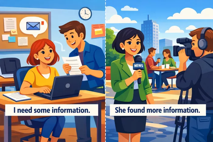 Errores comunes con information, advice y news