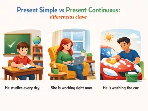 Present Simple vs Present Continuous: reglas y ejemplos