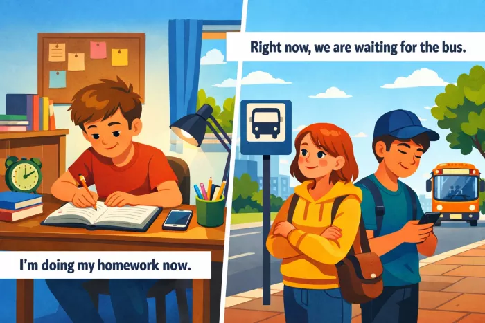 Palabras clave del present continuous en inglés