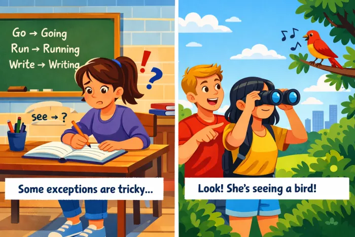 formación del -ing en inglés y excepciones