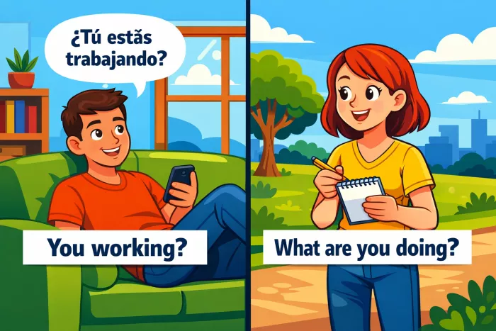 orden de preguntas y respuestas en present continuous