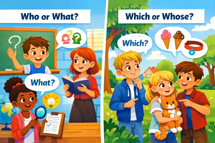 Pronombres interrogativos en inglés: who, what, which, whose
