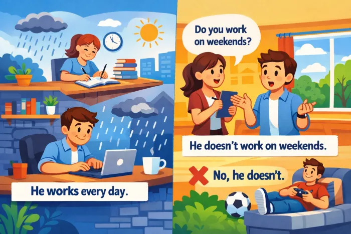 tercera persona en inglés: reglas y errores