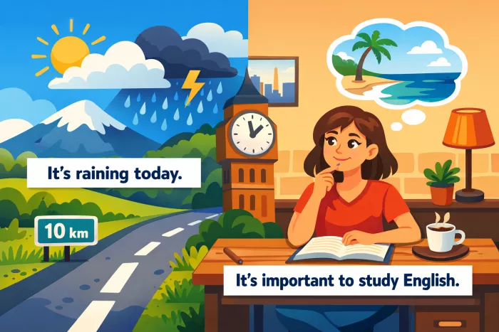 Uso impersonal de it y there en inglés