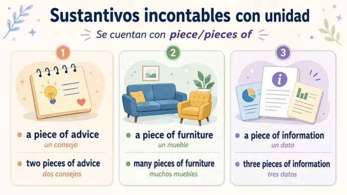 Sustantivos incontables con unidades en inglés