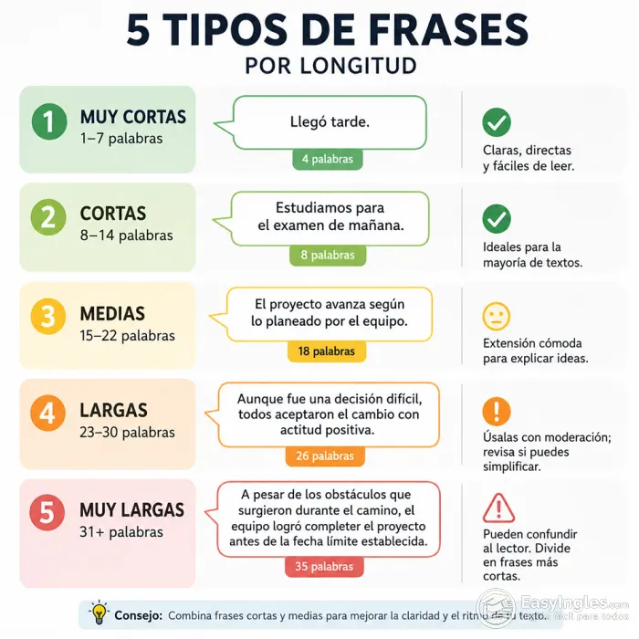 Cinco tipos de frases según su longitud