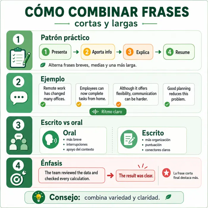 Cómo combinar frases cortas y largas