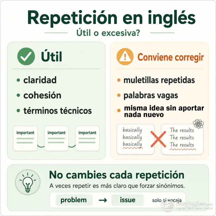 Repetición útil y excesiva en inglés