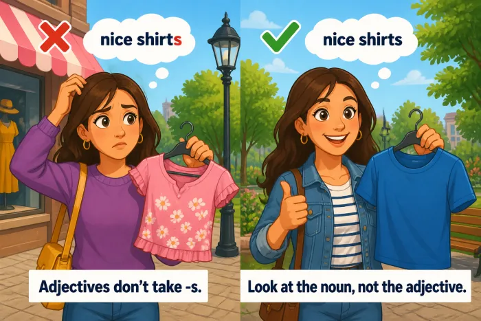 Adjetivos ingleses invariables en género y número