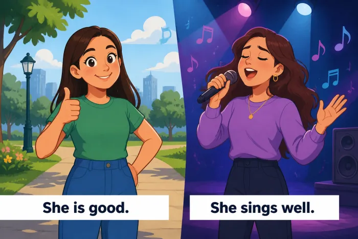 Diferencia: good vs well y quick vs quickly