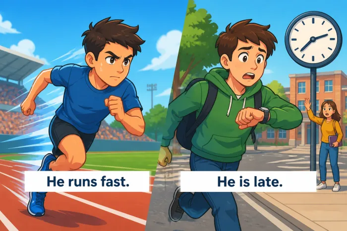 Diferencia adjetivo/adverbio: good, well, quick, quickly