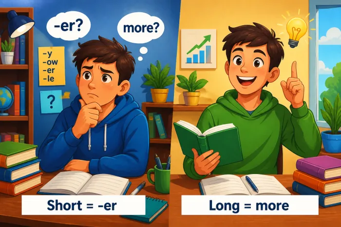 Comparativos -er, more y less para adjetivos bisílabos