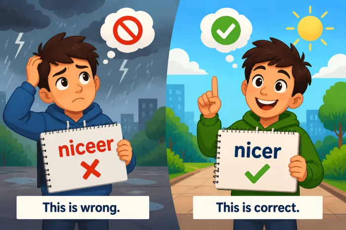 Comparativos: adjetivos terminados en -e, solo -r