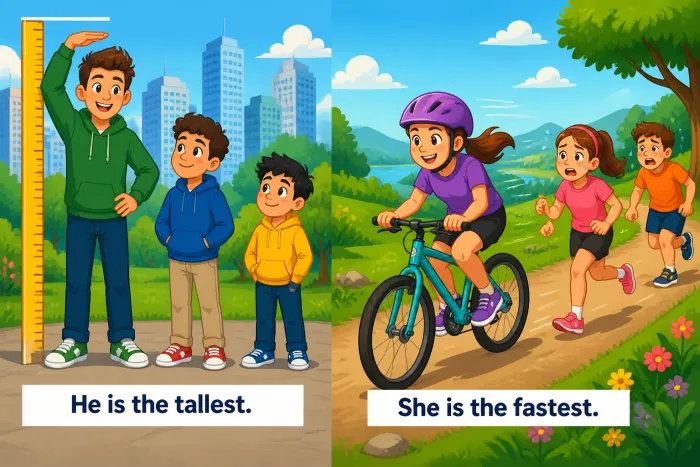Superlativos en inglés: -est, most y least